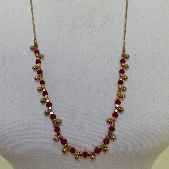 Landry 30"-33" BEAD NECKLACE with Gold Chain and Dark Pink Beads - Picture 1 of 4